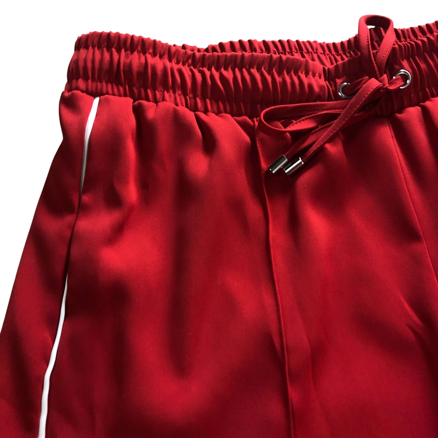 River Island Women's Wide Leg Trousers UK18R Red Polyester With White Stripes