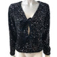 Sparkly Sequin Jacket UK12 Women's Black Velvet Ribbon Detail Evening Wear
