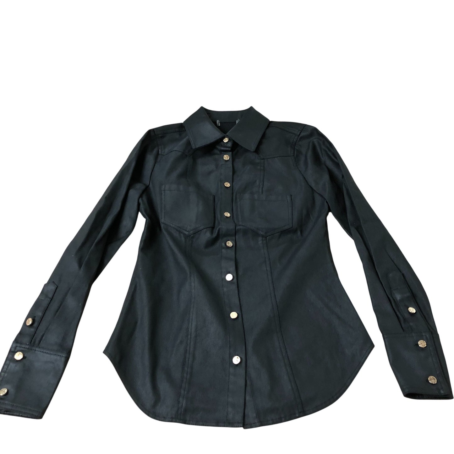 Branded Black Long Sleeve Shirt Women’s Stylish Casual Cotton Top UK8