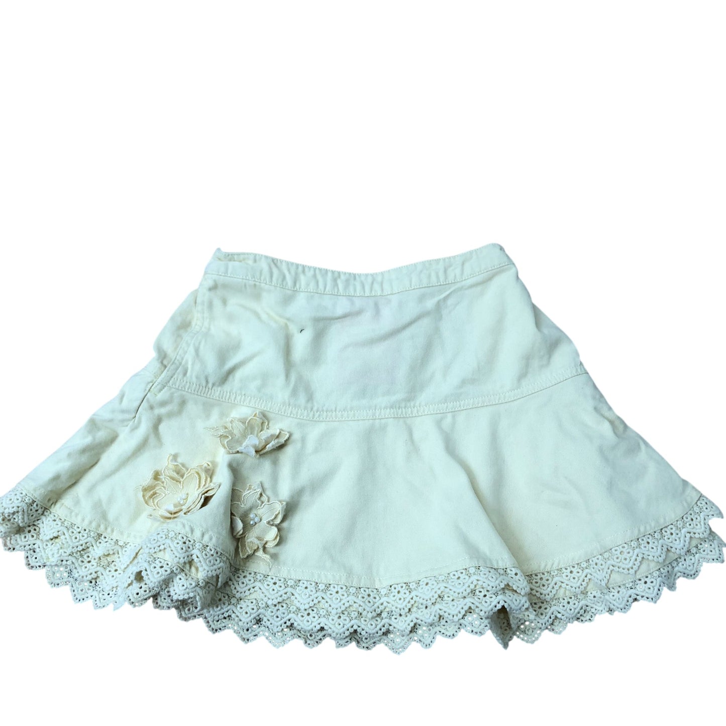 Girls Skirt Floral Lace Trim Yellow Cotton Summer Casual 11-12 Years