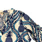 Women's 14R Blue Pineapple Print Summer Dress Half Sleeve A-Line