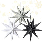 Large Paper Stars Black White Gray Decorative Ornaments for Holidays