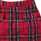 River Island Red Check Pattern Mini Skirt Size 12 Women's Tweed Style Elegant