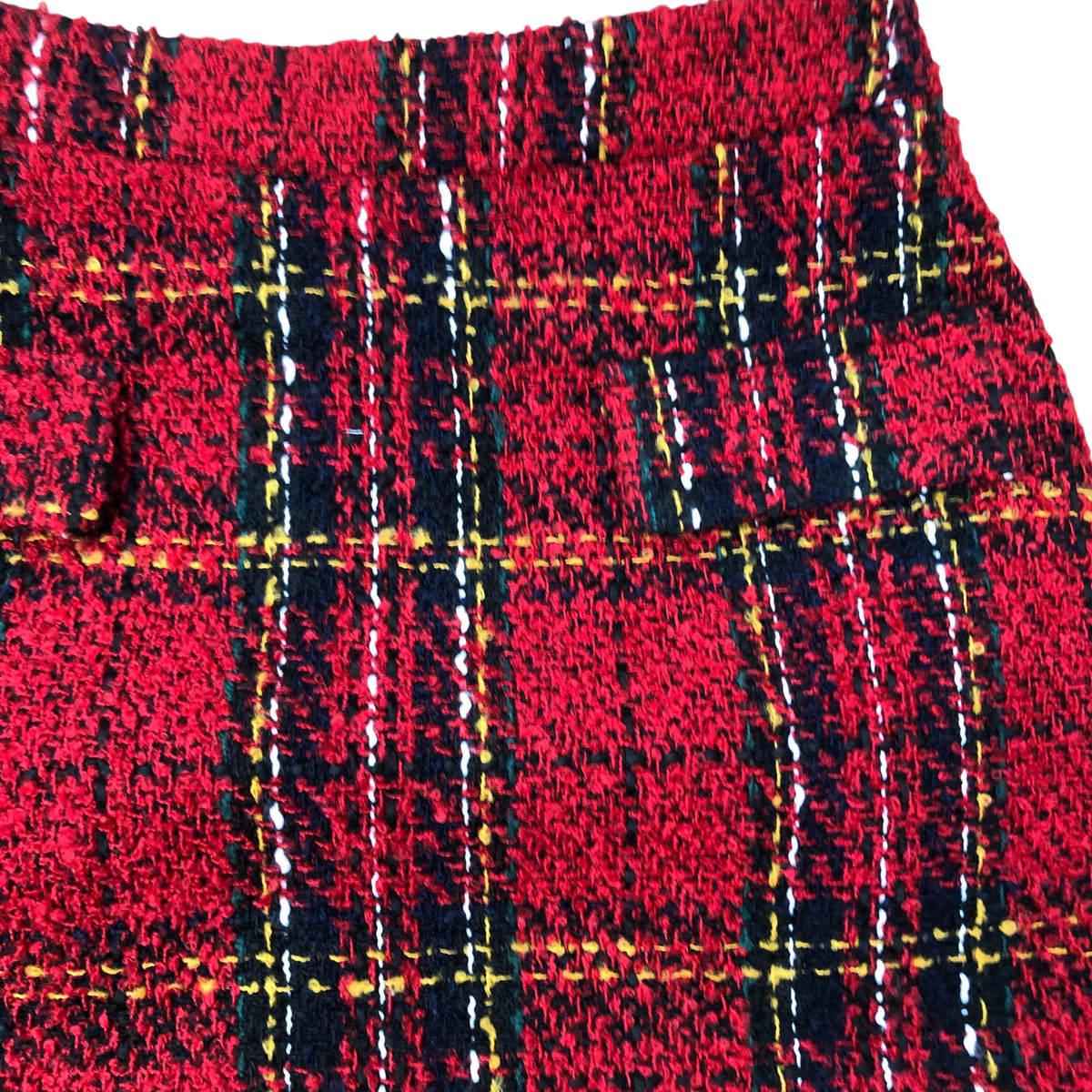 River Island Red Check Pattern Mini Skirt Size 12 Women's Tweed Style Elegant