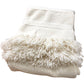 Luxurious Merino Wool Blanket Cream Soft Fringe Decorative Throw W140cm x L200cm