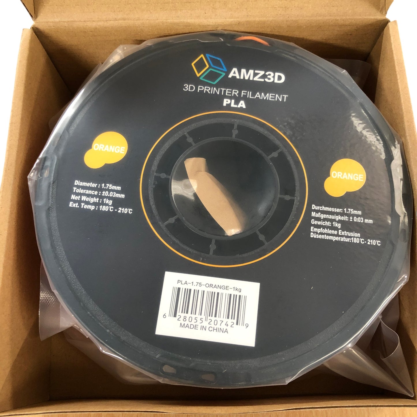 AMZ3D 1KG 1.75mm Orange PLA 3D Printer Filament New High Quality Printing