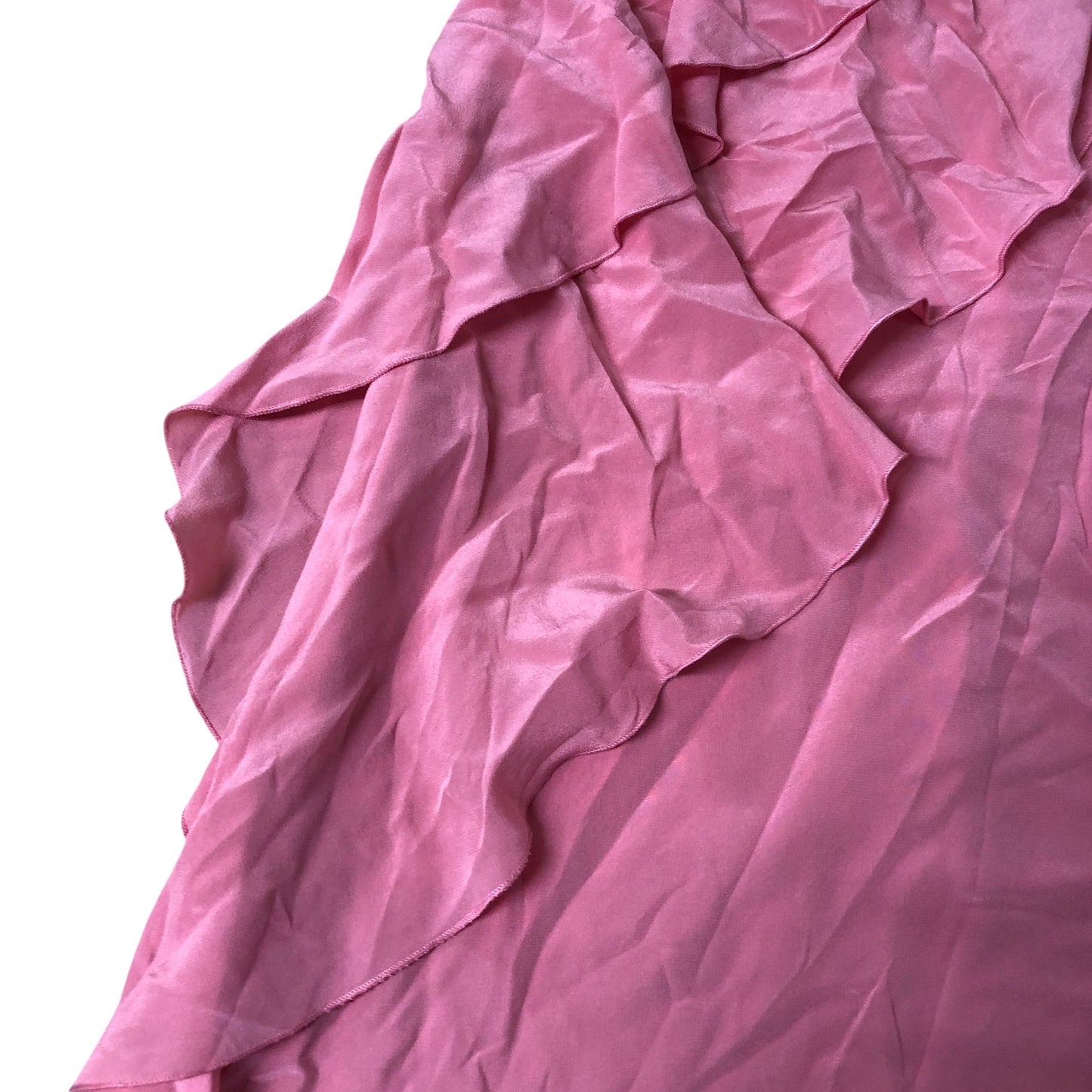 Pink Sleeveless Top Size 12 Ruffle Design 100% Silk