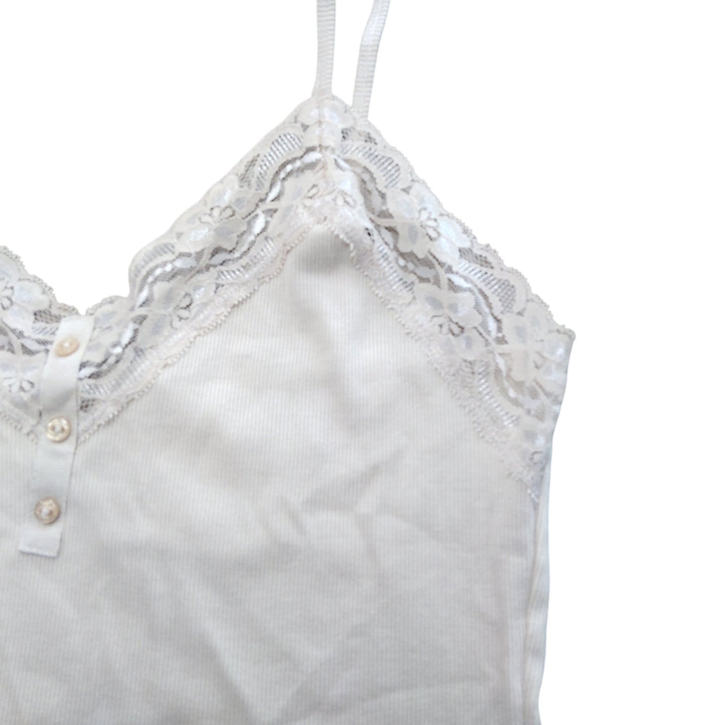 River Island Women's Lace Trimmed Camisole Top Size L Cream Soft Cotton Blend