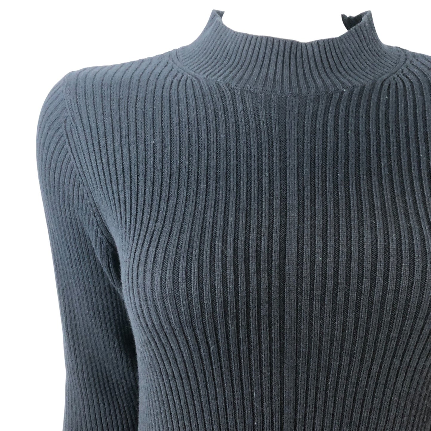 Barbour Francis Knitted Midi Dress UK12 Womens Navy Ribbed Long Sleeves