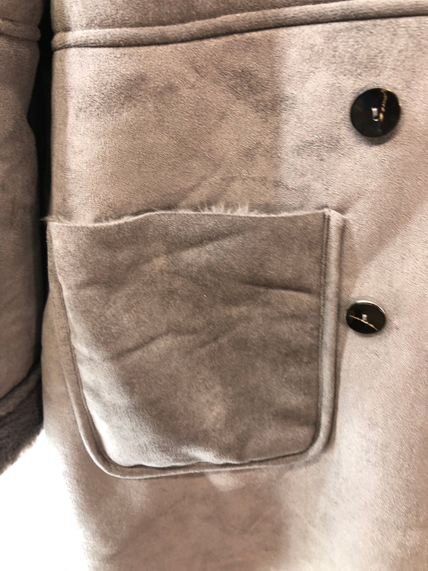 Stylish Grey Faux Suede Overcoat Women's Size 20 Double Breasted Jacket