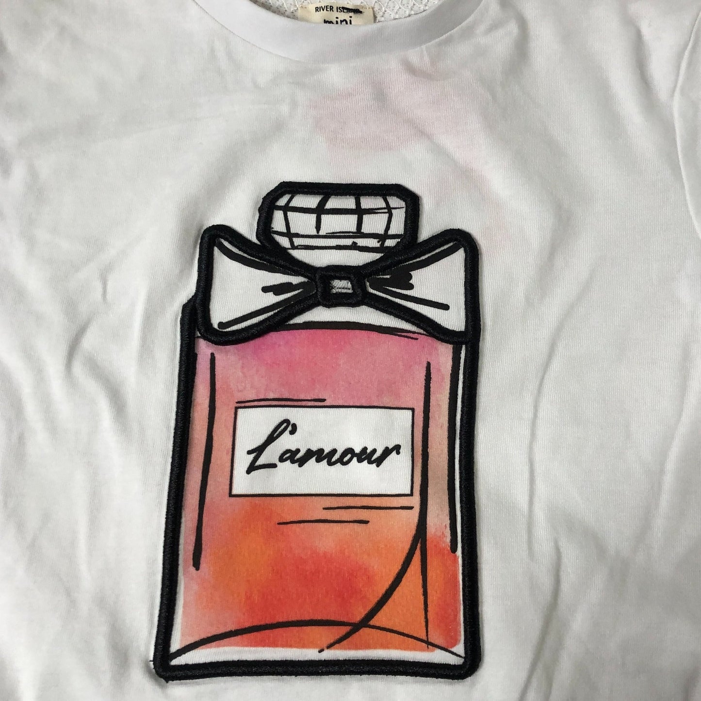 River Island Mini Girls T-Shirt Size 4-5 Years Perfume Bottle Design Cute Top