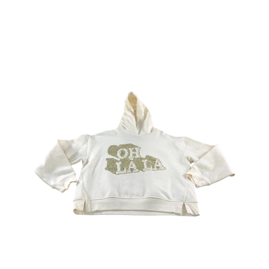 River Island Girls Hoodie Size UK9-10 Years Cream Sequin Detail Oh La La