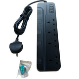 Toprek USB Power Strip 4 Outlets 2 USB-A Ports 1 USB-C Black 13A 3250W