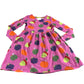 Girls Dress 10-11Y Pink Long Sleeve Fruit Pattern Cotton