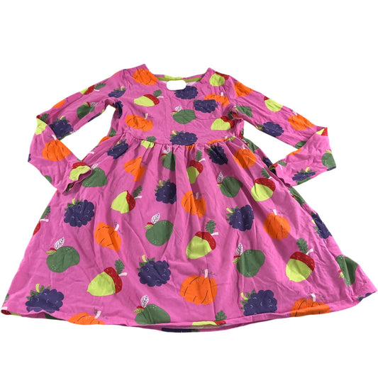 Girls Dress 10-11Y Pink Long Sleeve Fruit Pattern Cotton