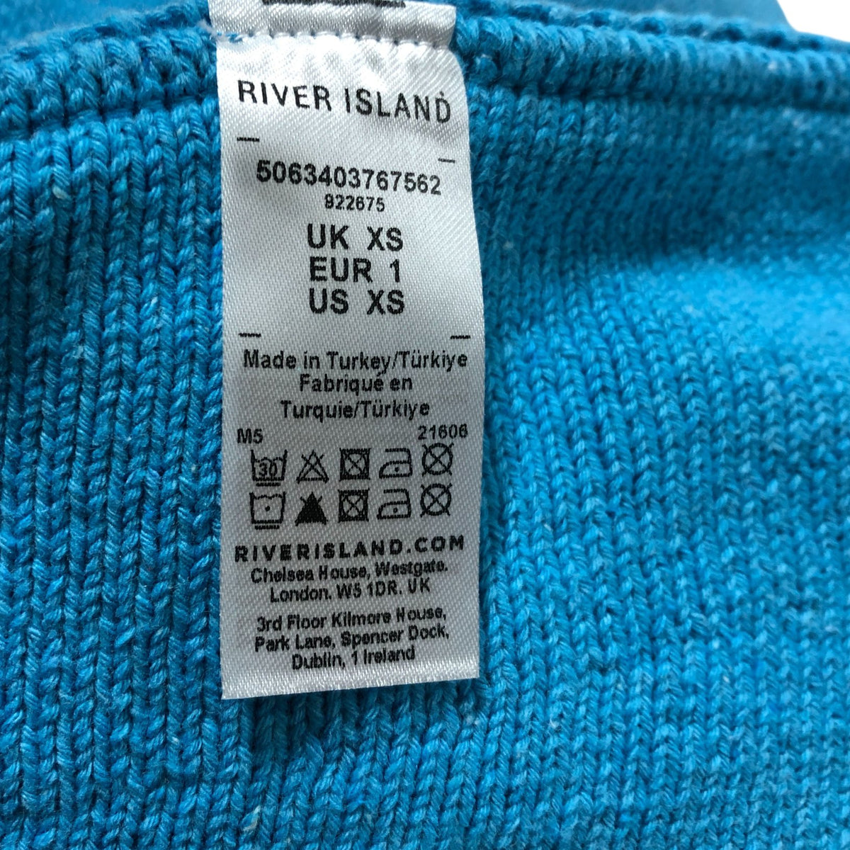 River Island Women's XS Cardigan Blue Knit Long Sleeve Button Front
