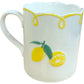 Decorative Lemon Theme Mug Scalloped Edge White Ceramic Drinkware