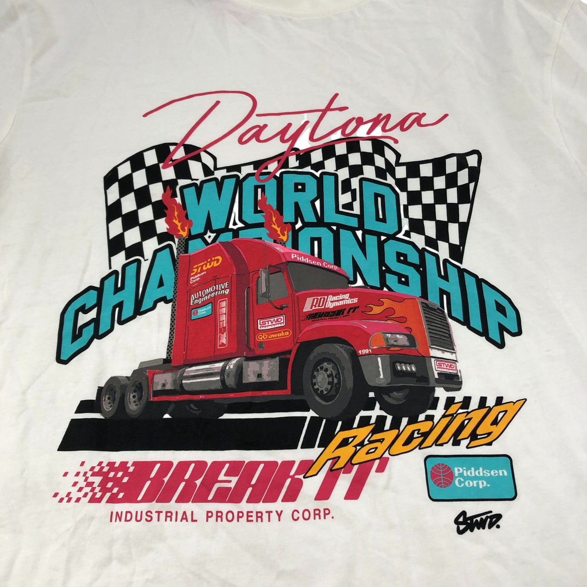 Daytona World Championship T-Shirt Men's Cotton Red Truck Graphic Size M