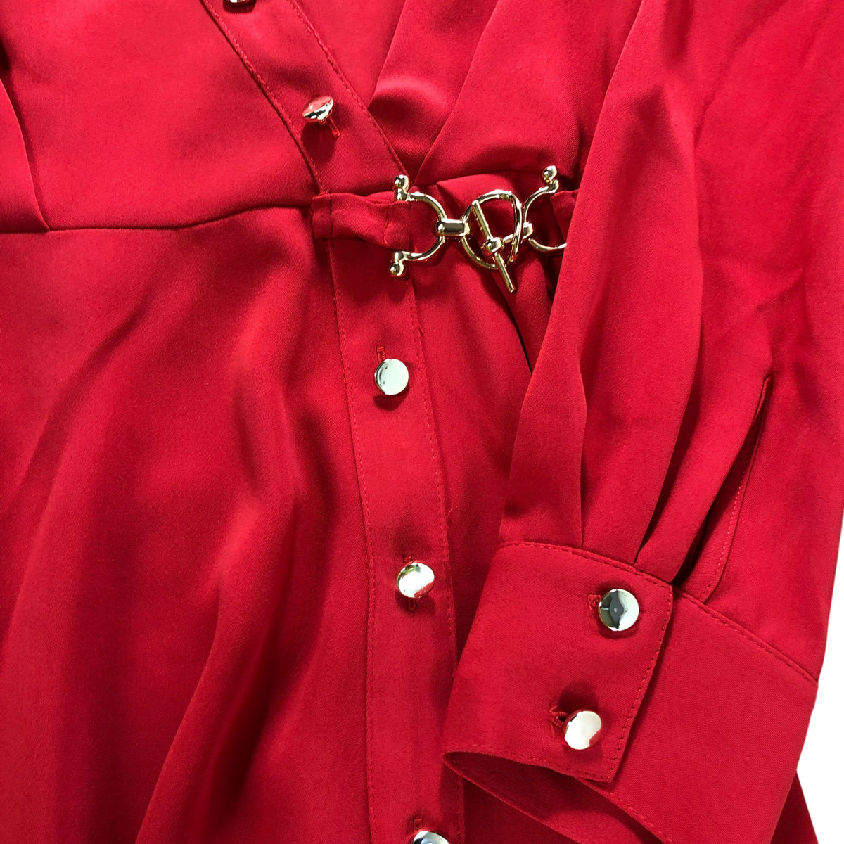 River Island Red Crepe Hanky Hem Shirt Dress Size 8