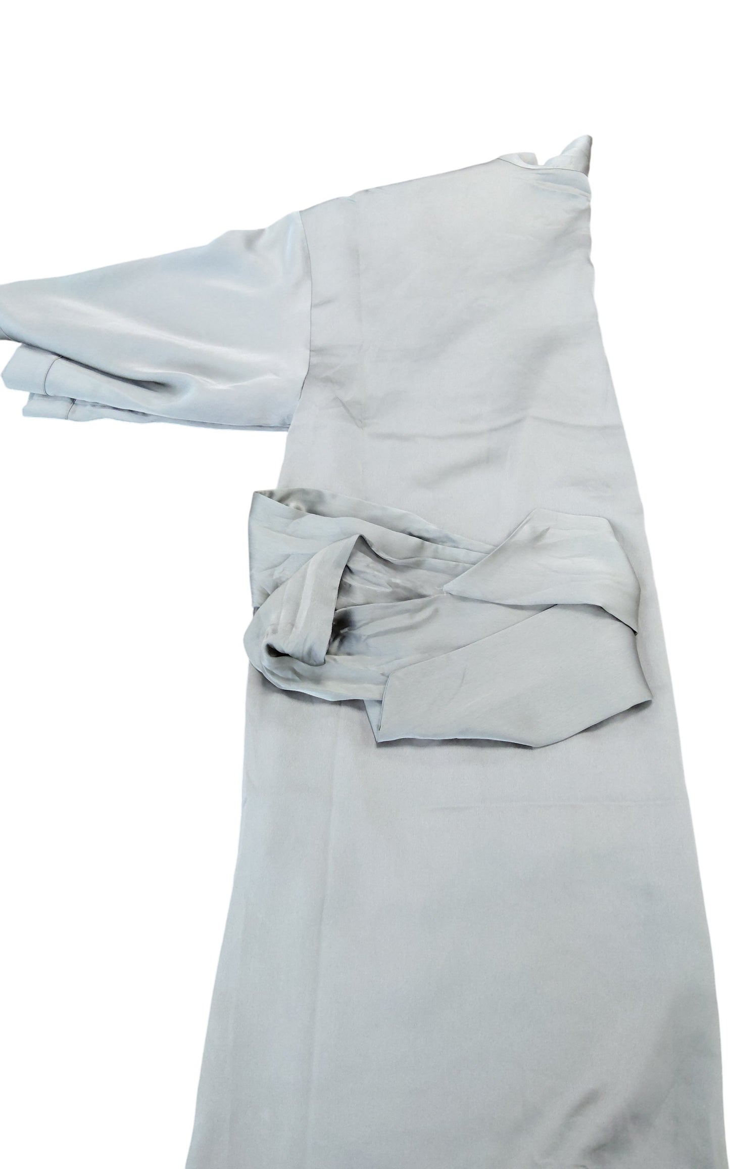 Kimono UK M Traditional Garment Light Grey Satin Fabric Elegant Wear Dress