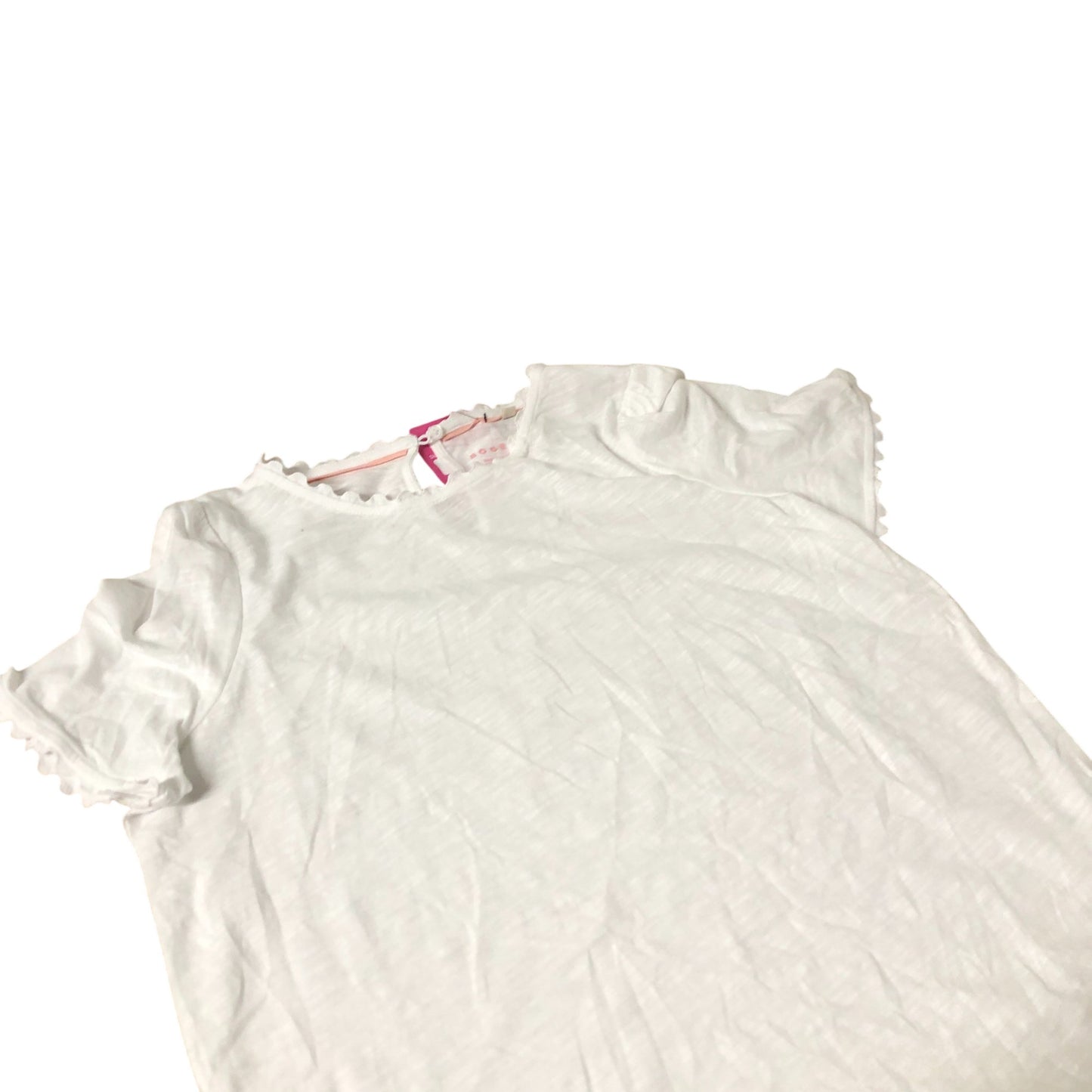 Girl's White Frill Short Sleeve Top Cotton Casual Wear UK12