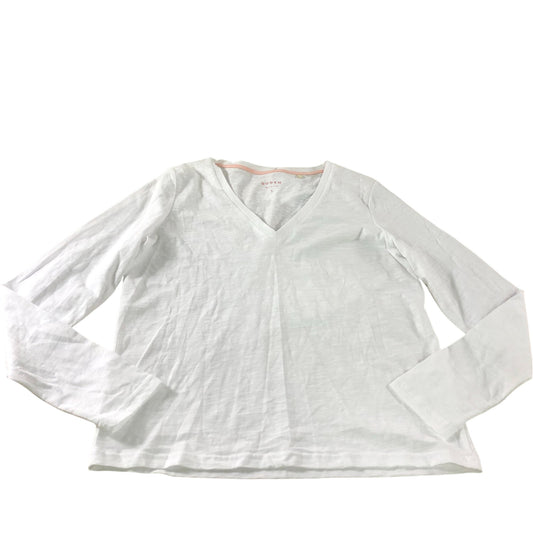 White Long Sleeve V Neck Top - Size 10