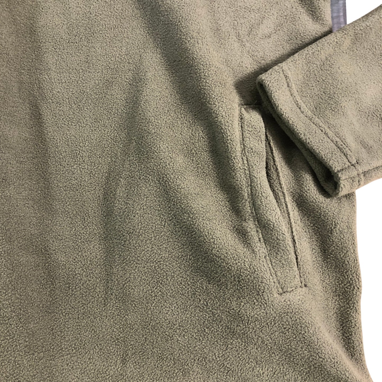 KANGAROO POO Fleece Pullover Men's Lightweight Zip Neck Green Size Medium