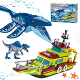 kiothdre Ocean Explorer 3in1 Building Set Boat & Mosasaurus Spinosaurus Dinosaur