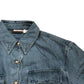 Scallop Trim Denim Shirt Mid Indigo Size L