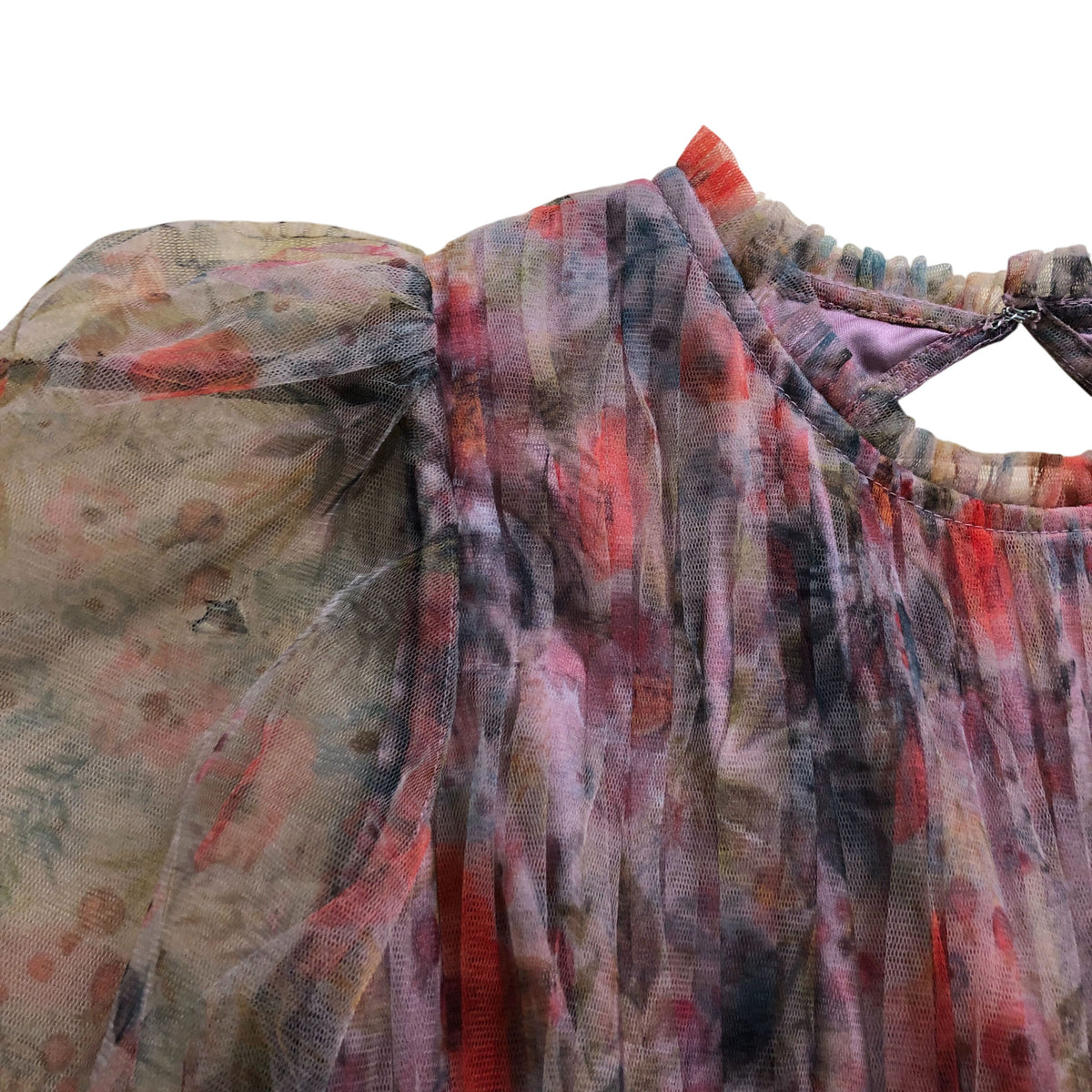 Lace and Beads Floral Maxi Dress UK8 Women's Pink Tulle Long Sleeve