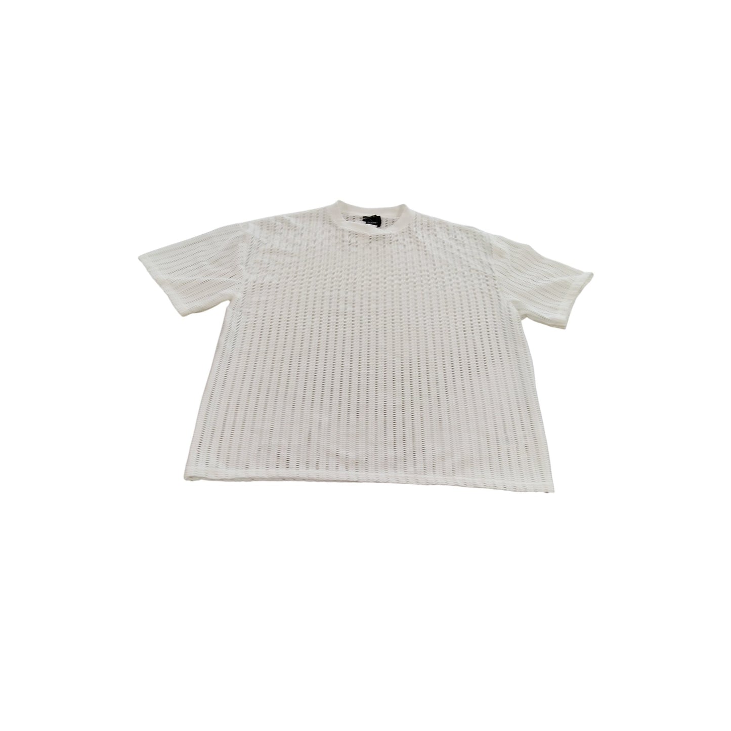 River Island White Mesh Casual T-Shirt UK M Men's Short Sleeve Top