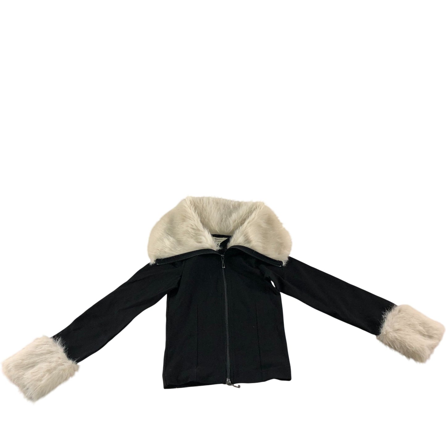 River Island Black Faux Fur Trim Jacket UK XS Women's Casual Zip Up Jacket