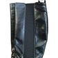 Wide Fit Black Knee High Boots Chunky Heel Faux Leather Size 5
