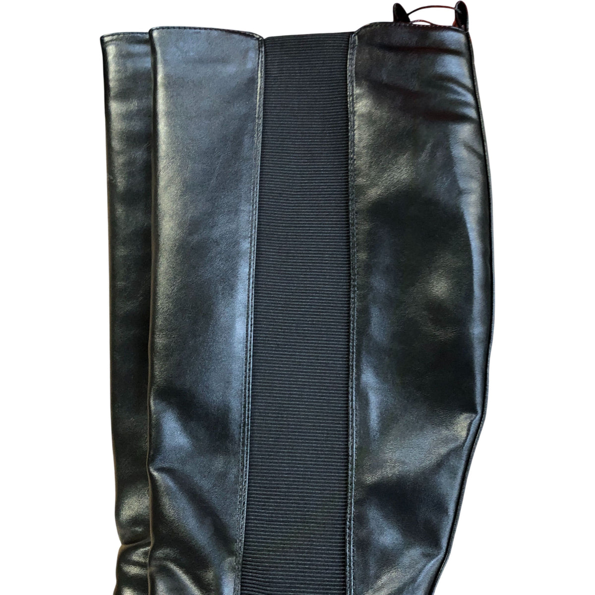 Wide Fit Black Knee High Boots Chunky Heel Faux Leather Size 5
