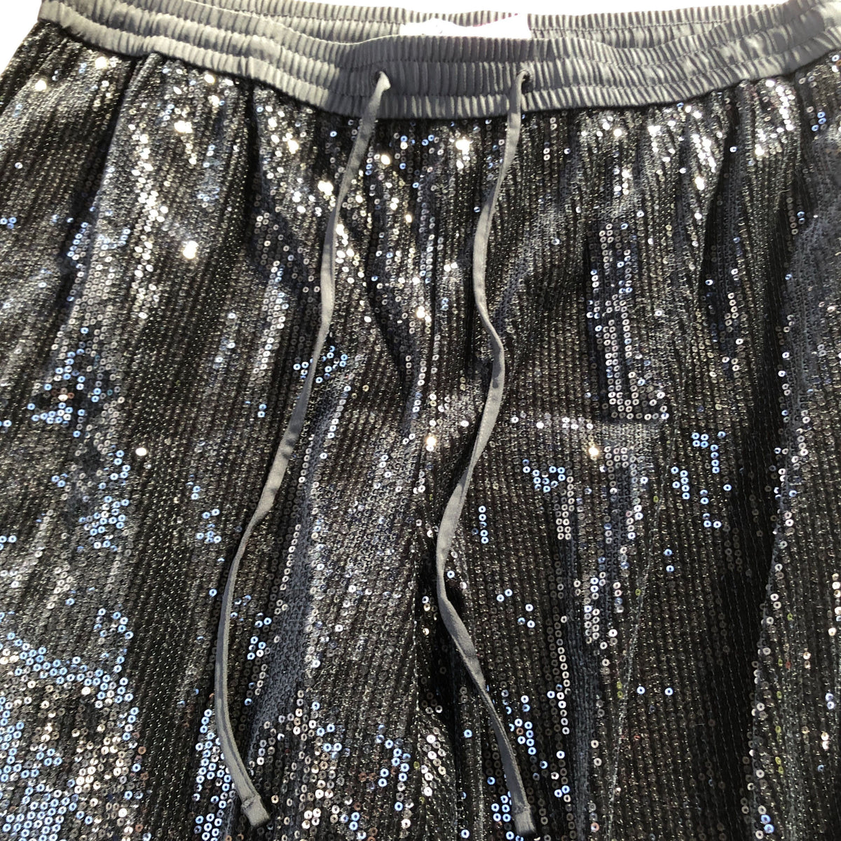 Black Sequin Trousers UK18 Women's Stretch Wide Leg Evening Wear