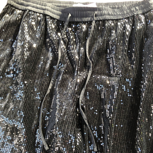 Black Sequin Trousers UK18 Women's Stretch Wide Leg Evening Wear