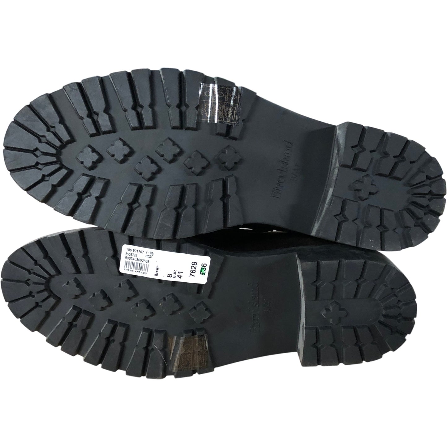 River Island Brown Chunky Brogues UK8 Women's Lace Up Synthetic Shoes