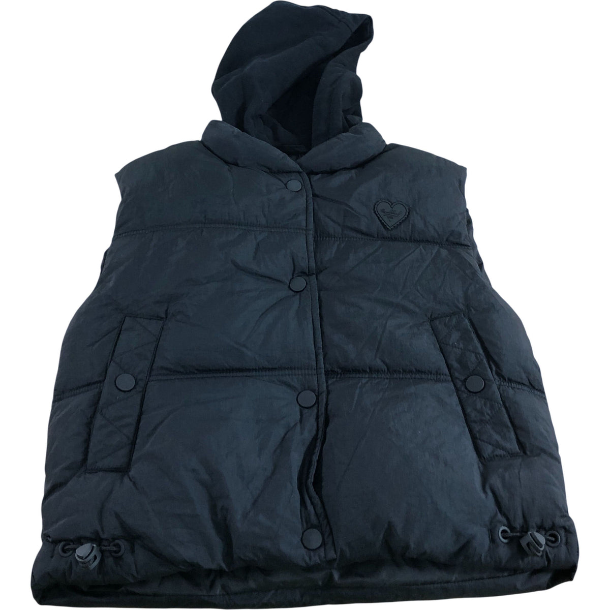 River Island Padded Hooded Vest UK7-8 Years Kids Black Outerwear