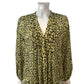 Leopard Print Blouse UK12 Women's Long Sleeve Polyester Yellow Black