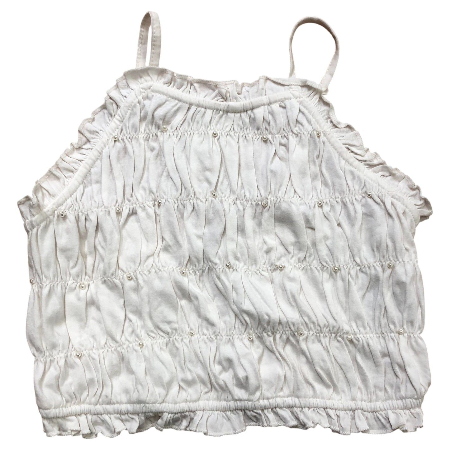 River Island Girls White Ruffled Crop Top 7-8 Years Sleeveless Summer Style
