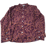 Floral Casual Shirt Men's Long Sleeve Burgundy Size M