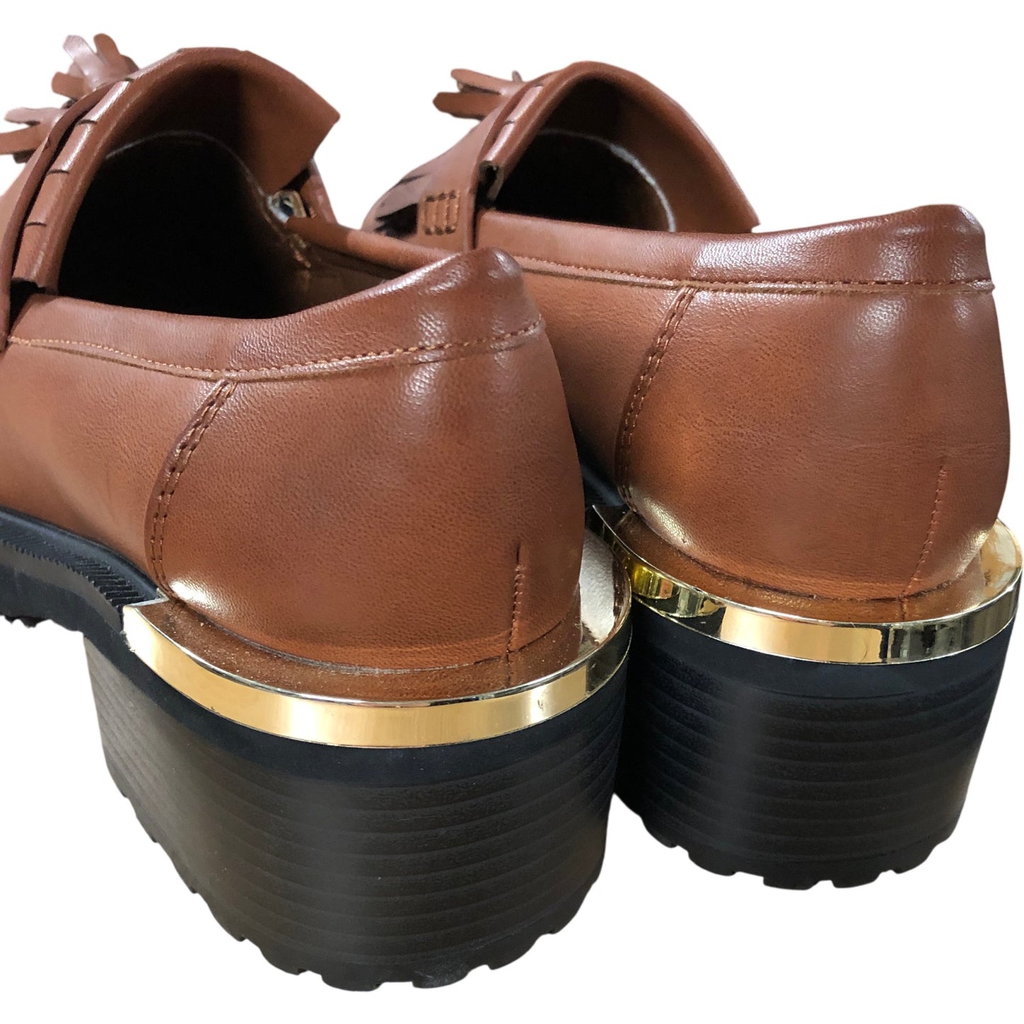 River Island Women’s Brown Leather Loafers Size UK4 Casual Shoes