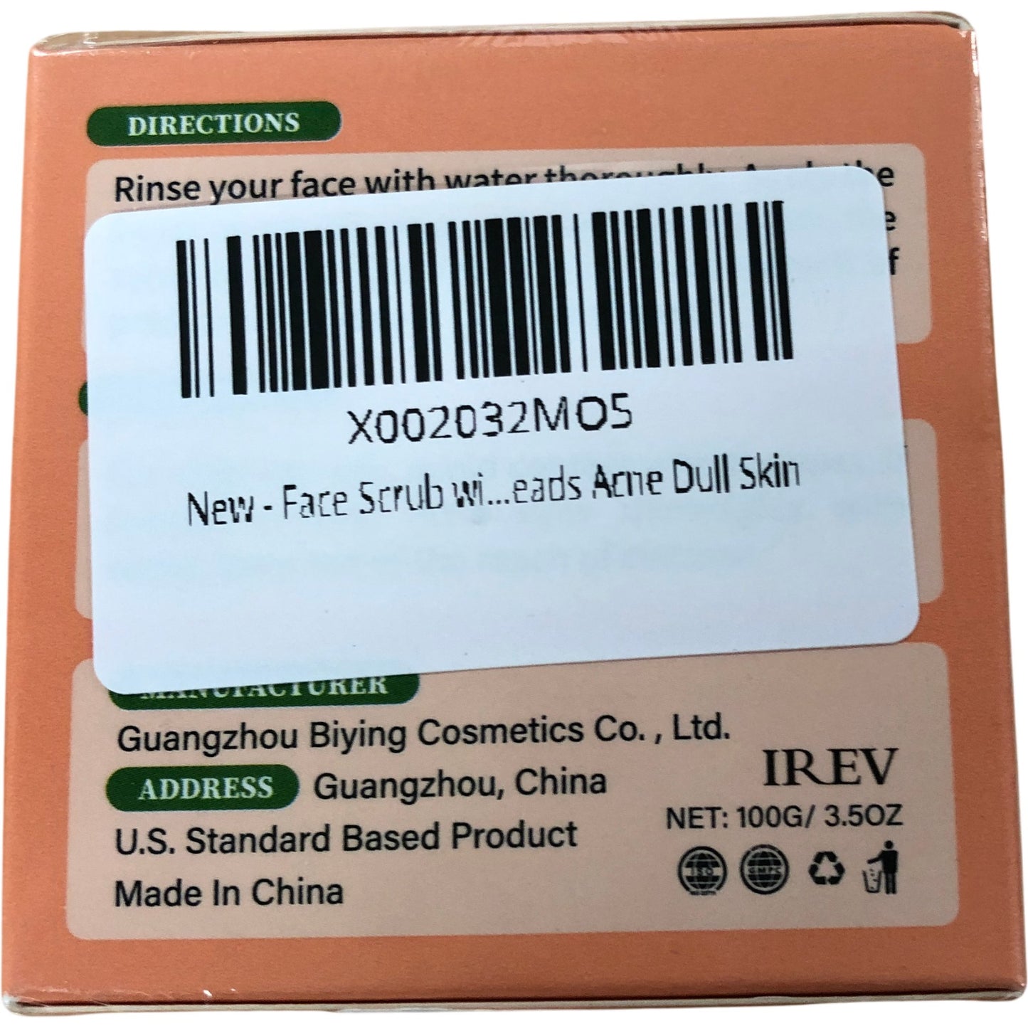 Vitamin C Retinol Facial Scrub 100g Anti Acne Anti Aging Exfoliating Cleanser