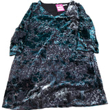Velvet Tunic Dress UK6 Women's Teal Floral Pattern Long Sleeve