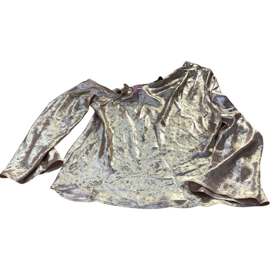 River Island Long Sleeve Top UK18 Women's Metallic Gold Loose Fit Party Blouse