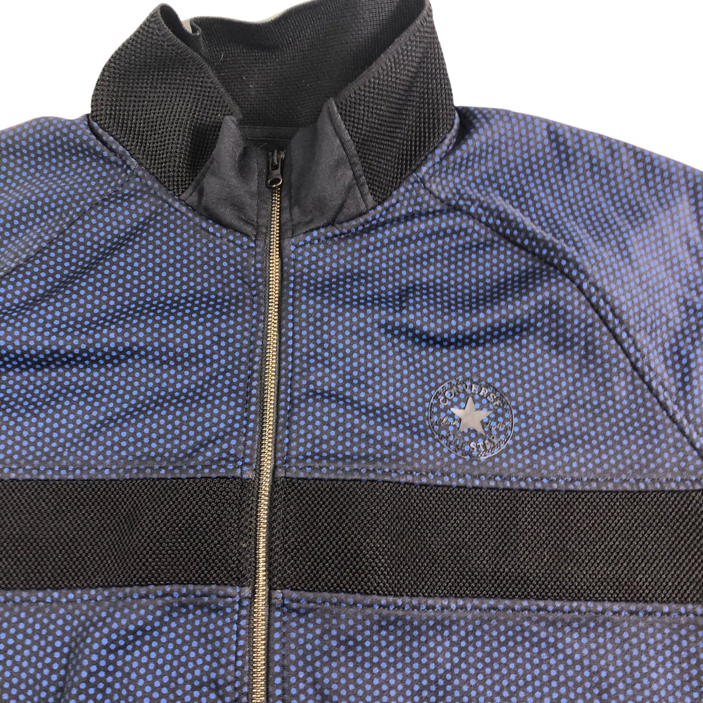 Converse All Star Track Jacket XL Men's Blue Polka Dot Zip Up Activewear Hoodie