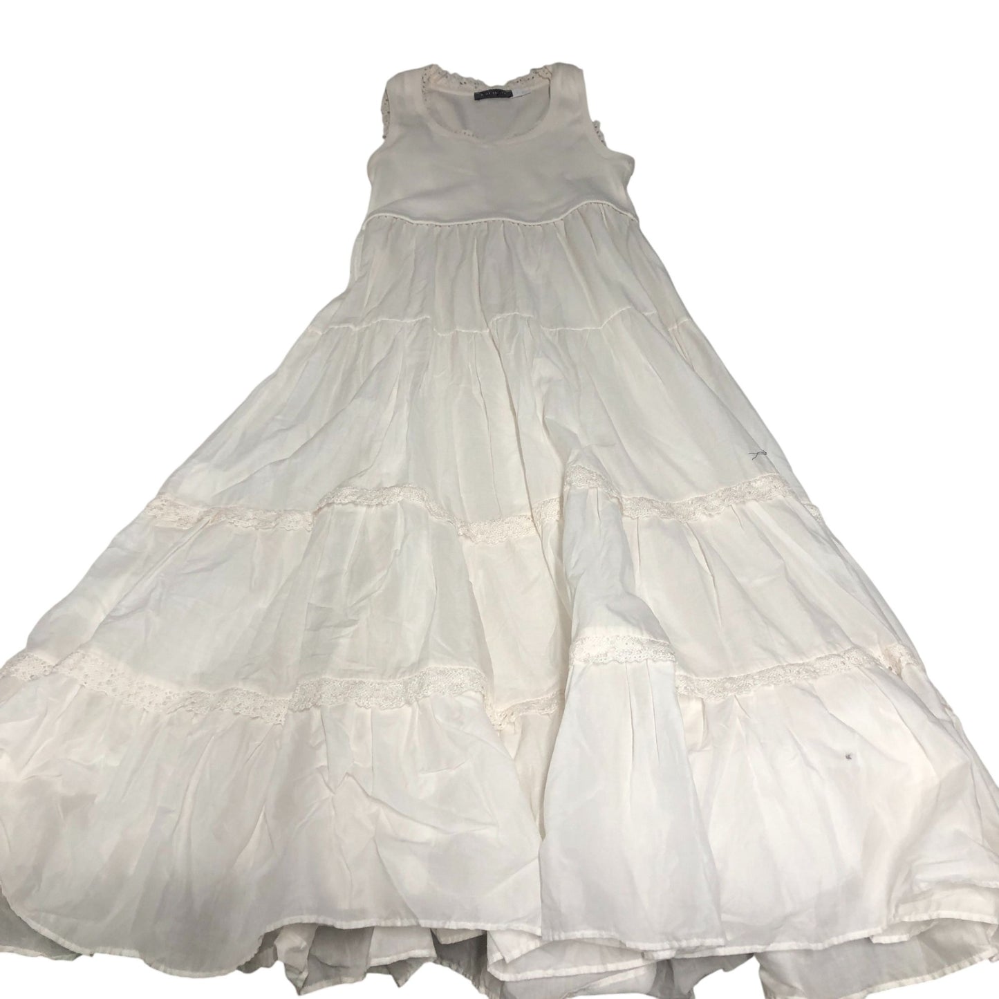 Sleeveless Midi Dress Women's Layered Cotton Cream Summer Small