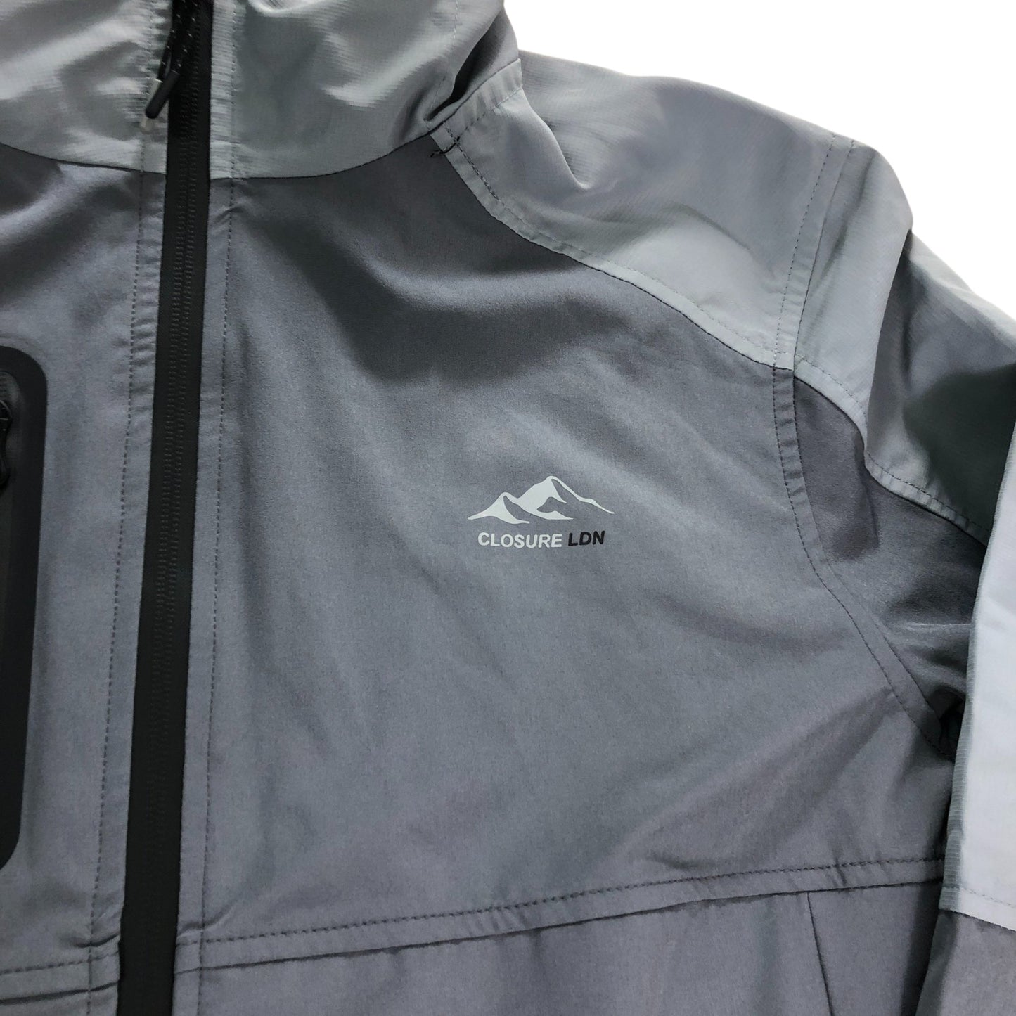 Closure London Grey Hooded Track Jacket - Size Medium