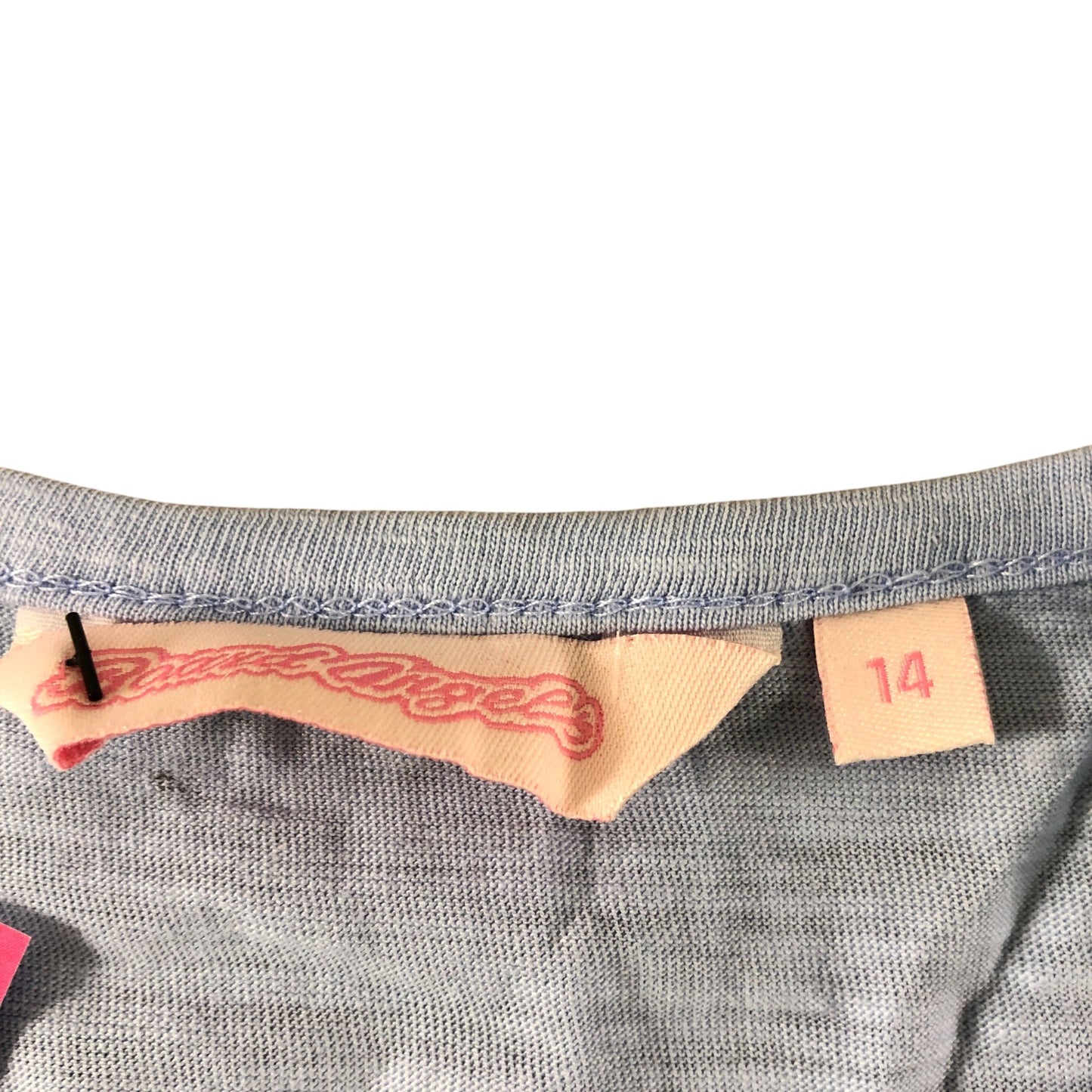 River Island Top Size 14 Light Blue Lace Sleeve Elegant Cotton Tee