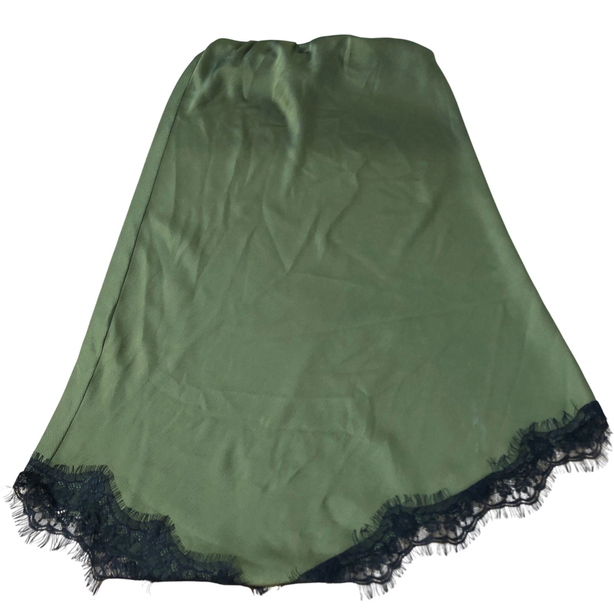 River Island Green Lace Trim Midi Skirt UK8 Women's Casual Stretchy Fit